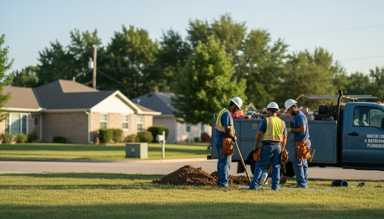 Residential water line and bathroom plumbing service in Augusta, OH